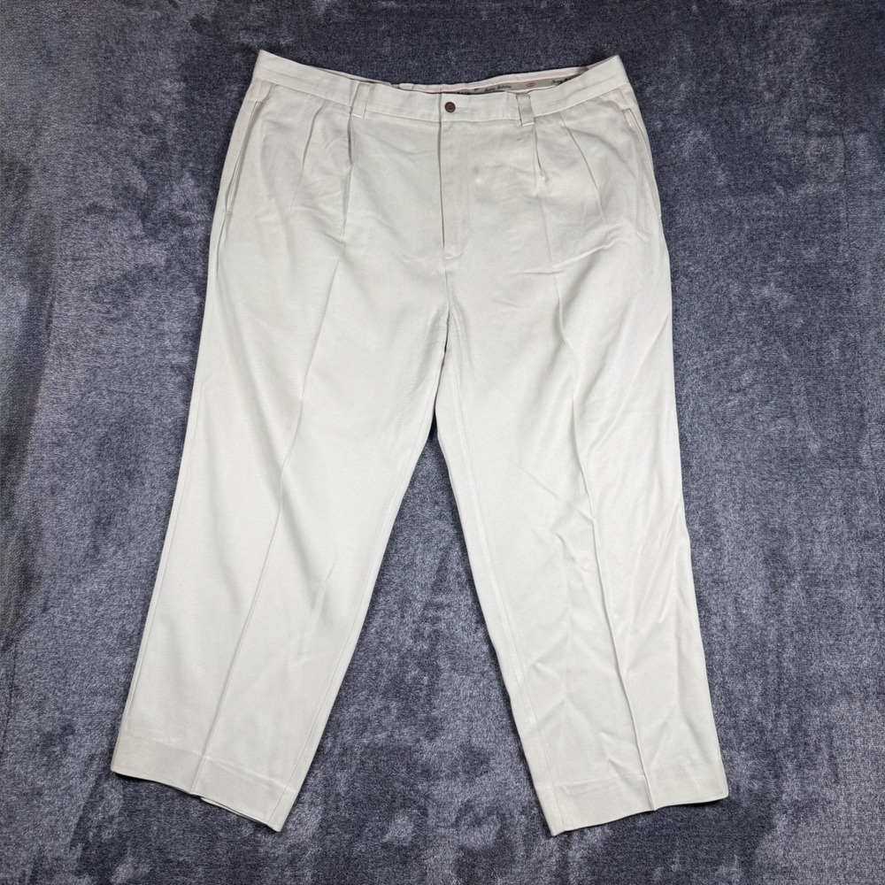 Tommy Bahama Mens 42x32 Beige 100% Silk Pleated Dress Pants Trousers